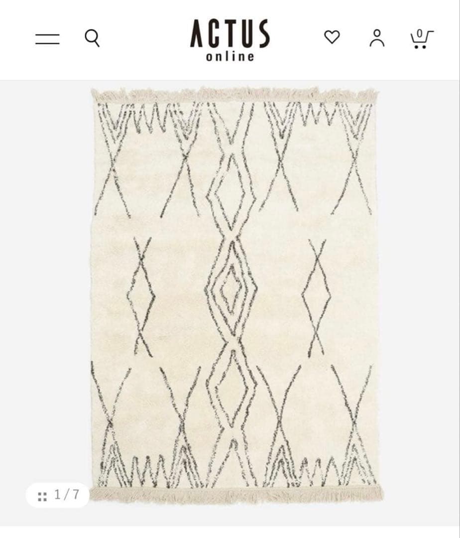 最終お値下げ◎actus CRIMBLEラグ 140×200cm アクタス / ACTUS クリンブル / CRIMBLE ラグ 展示品 中古 W140 D200