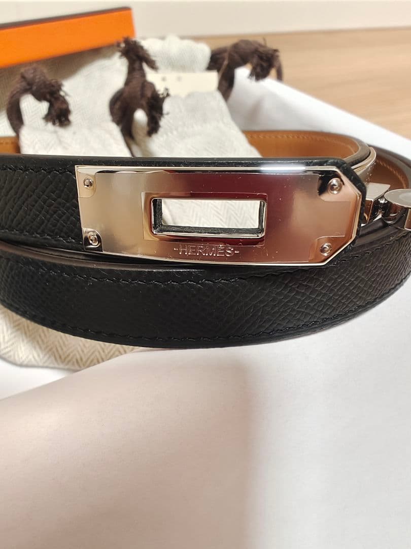 ynm様専用 新品未使用 エルメス ケリー ベルト18 黒 シルバー金具 刻印