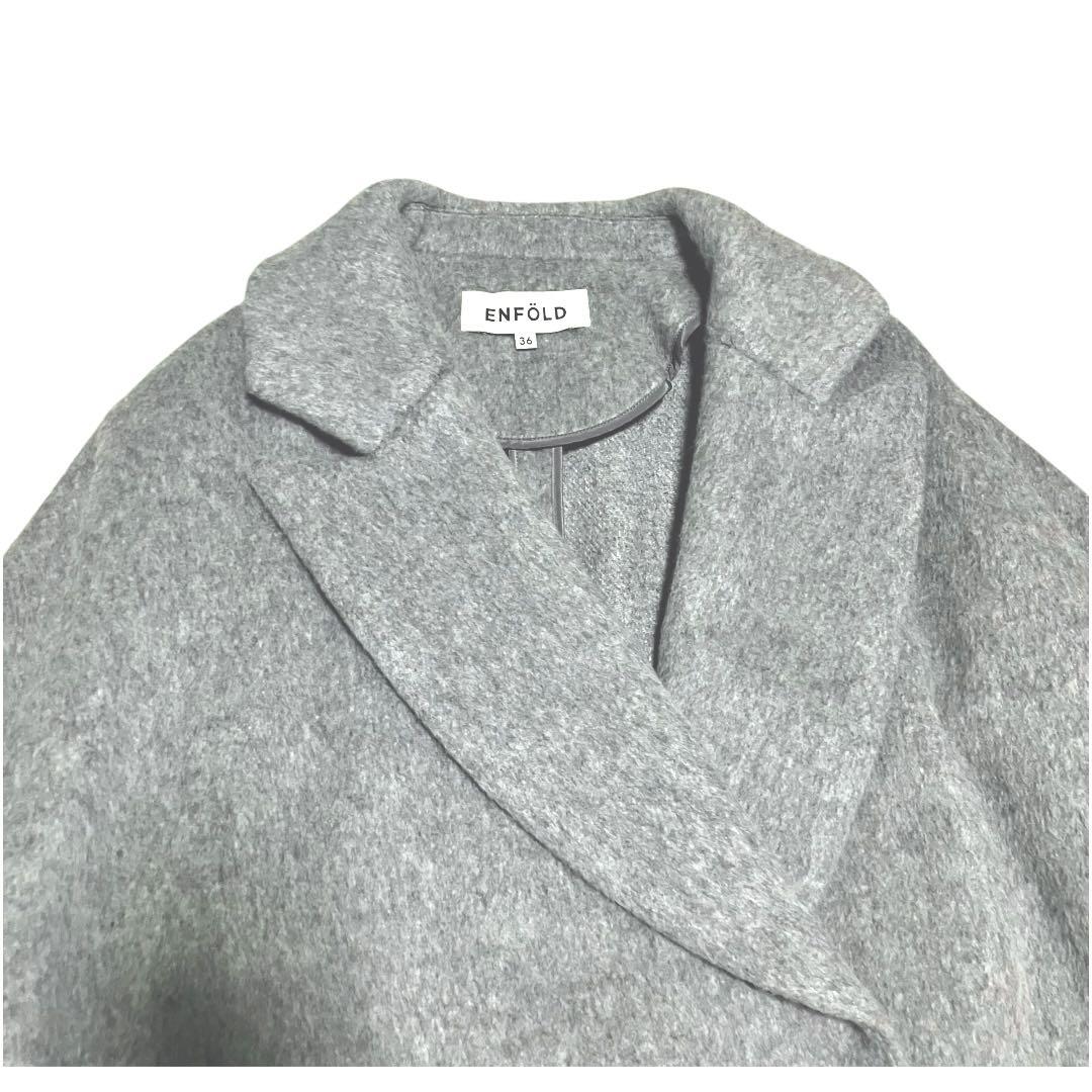 美品】エンフォルド ケープポンチョ風 ワイドシャギー ウール コート