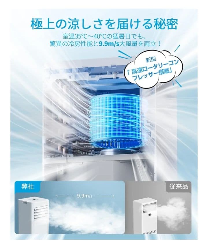 2025年式最新型 移動式エアコン スポットクーラー 工事不要 2.63kw