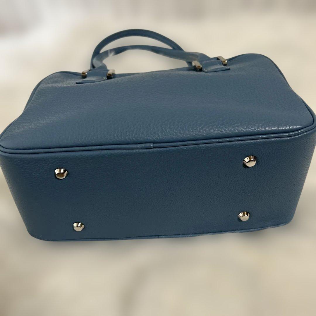 傳濱野 バッグ レザー 革 本革 ブルー 青フェリーナミニボストン