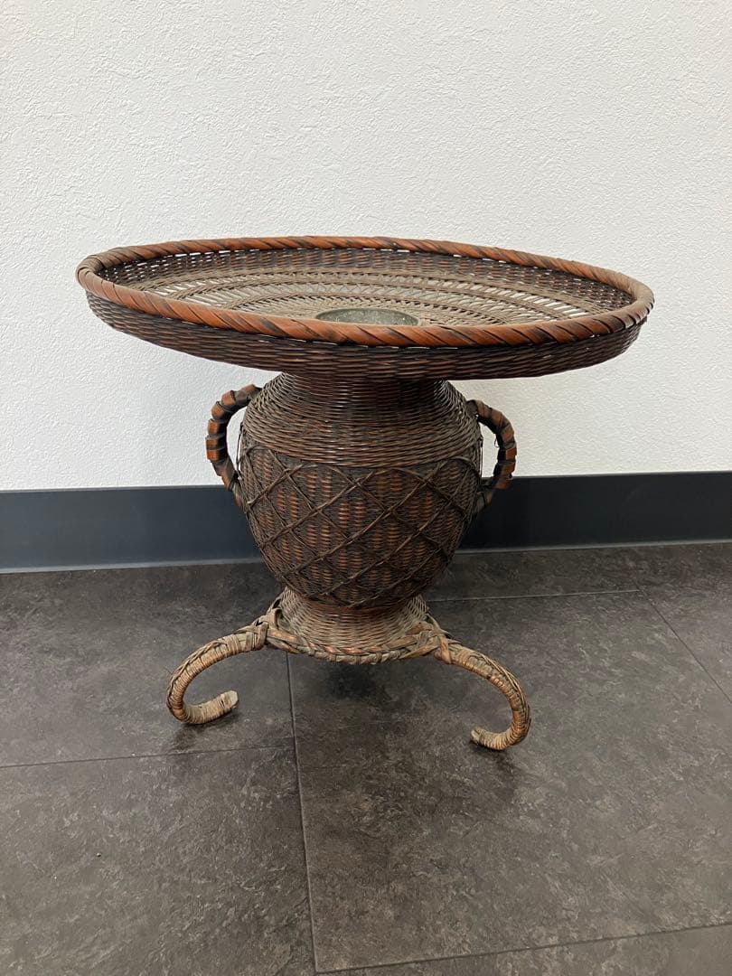 taka！古美術 生花 竹籠 花籠 唐物 花器　三足　古道具　籐 値下げ！古美術 生花 竹籠 花籠 唐物 花器 三足 古道具 籐の通販｜www
