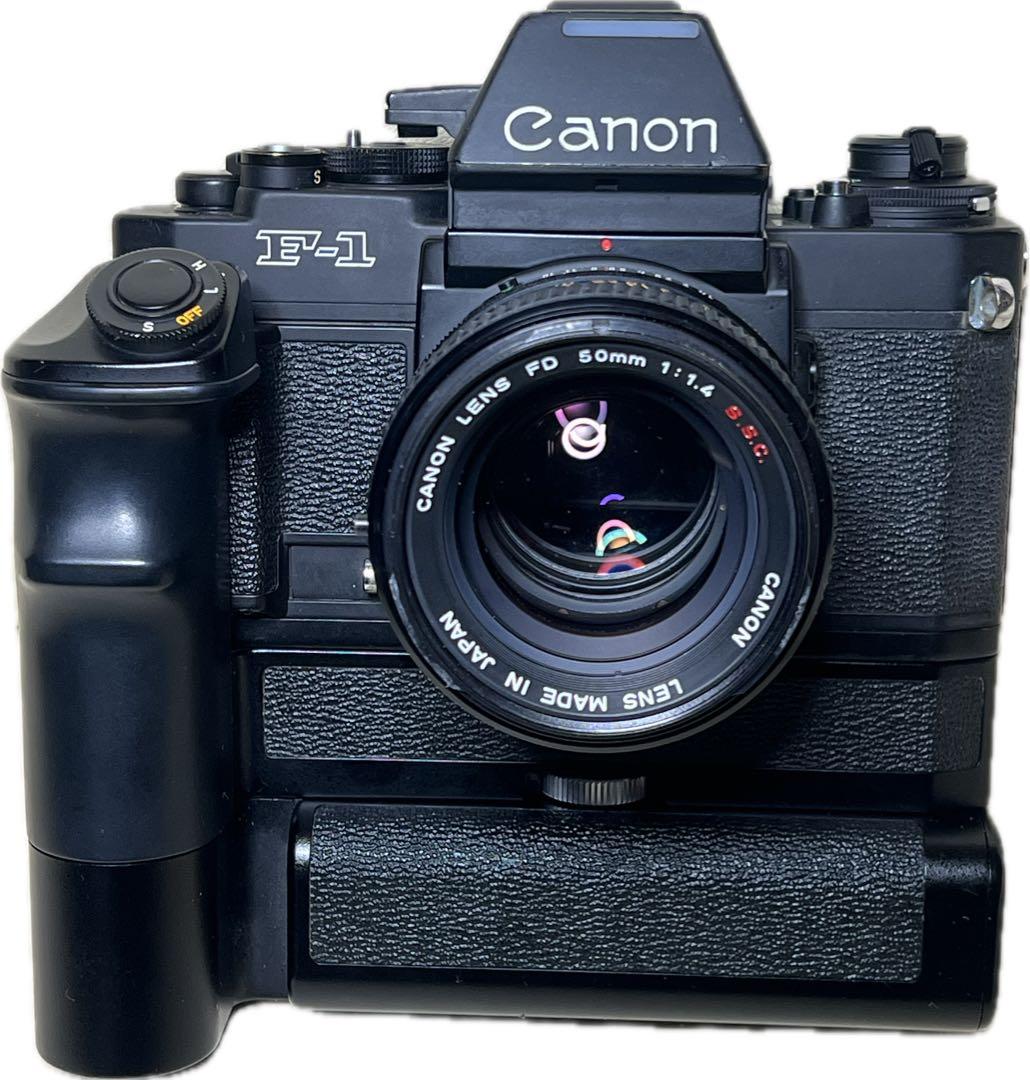 Canon new F-1 AE+モータードライブ+FD 50mm1:1.4 CANON キャノンニューF1モータードライブつきレンズ4本 NEW F-1 + AE