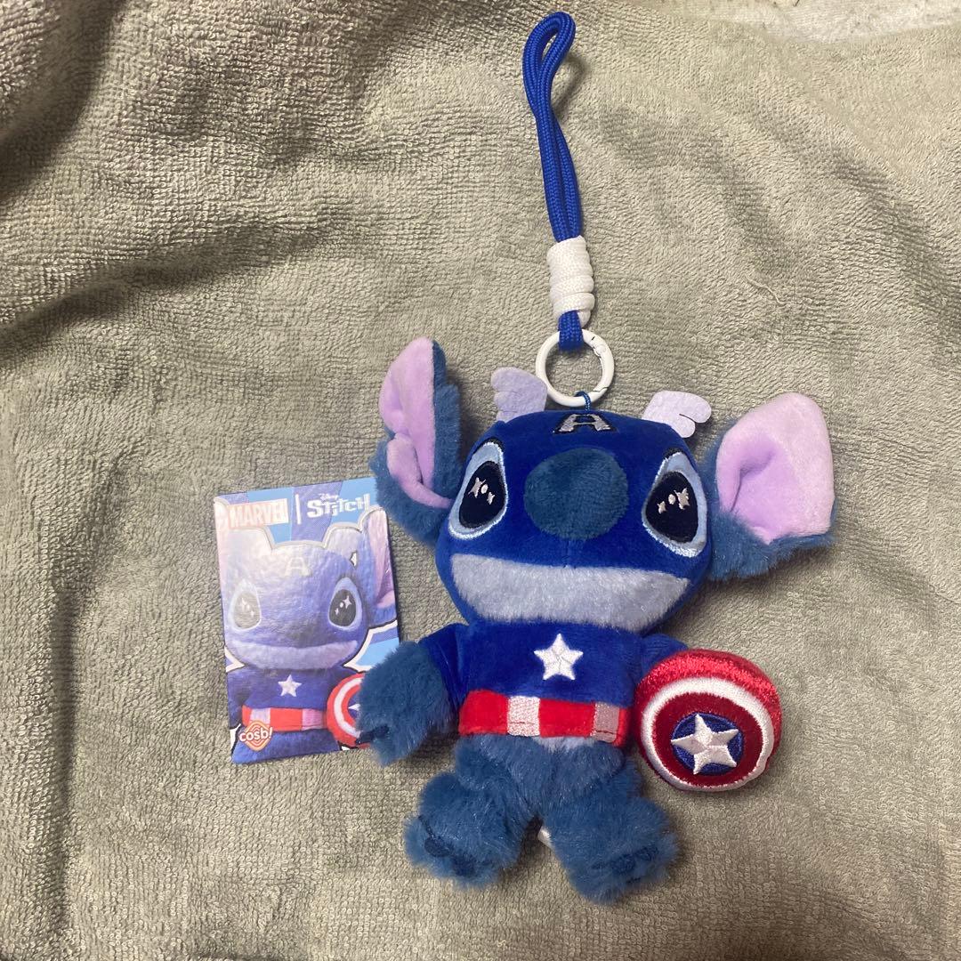 Cosbi MARVEL スティッチ キャプテンアメリカ プラッシュキーチェーン