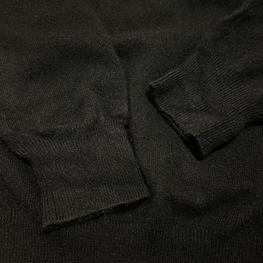 美品90s【C&A】カシミヤ100% Vネックニット BLACK L