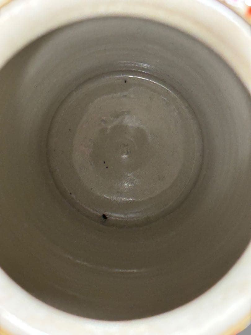 薩摩焼 丸十字紋 色絵金彩 花鳥図 大壺 花瓶 木箱付き S-12