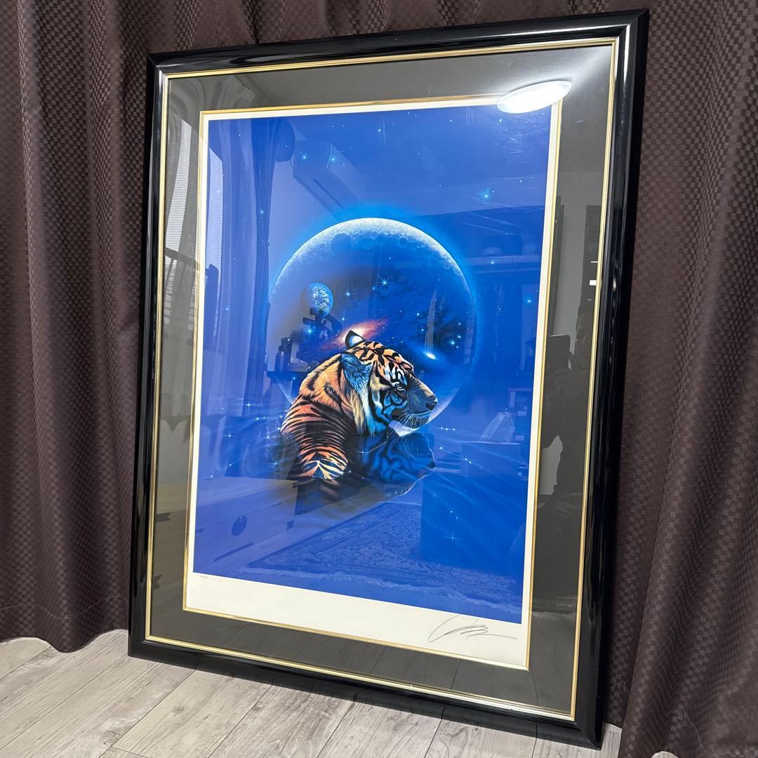 クリスチャン・ラッセン 手彩入大型版画 虎 月 クリスチャン・ラッセン 手彩入大型版画 虎 月 - メルカリ