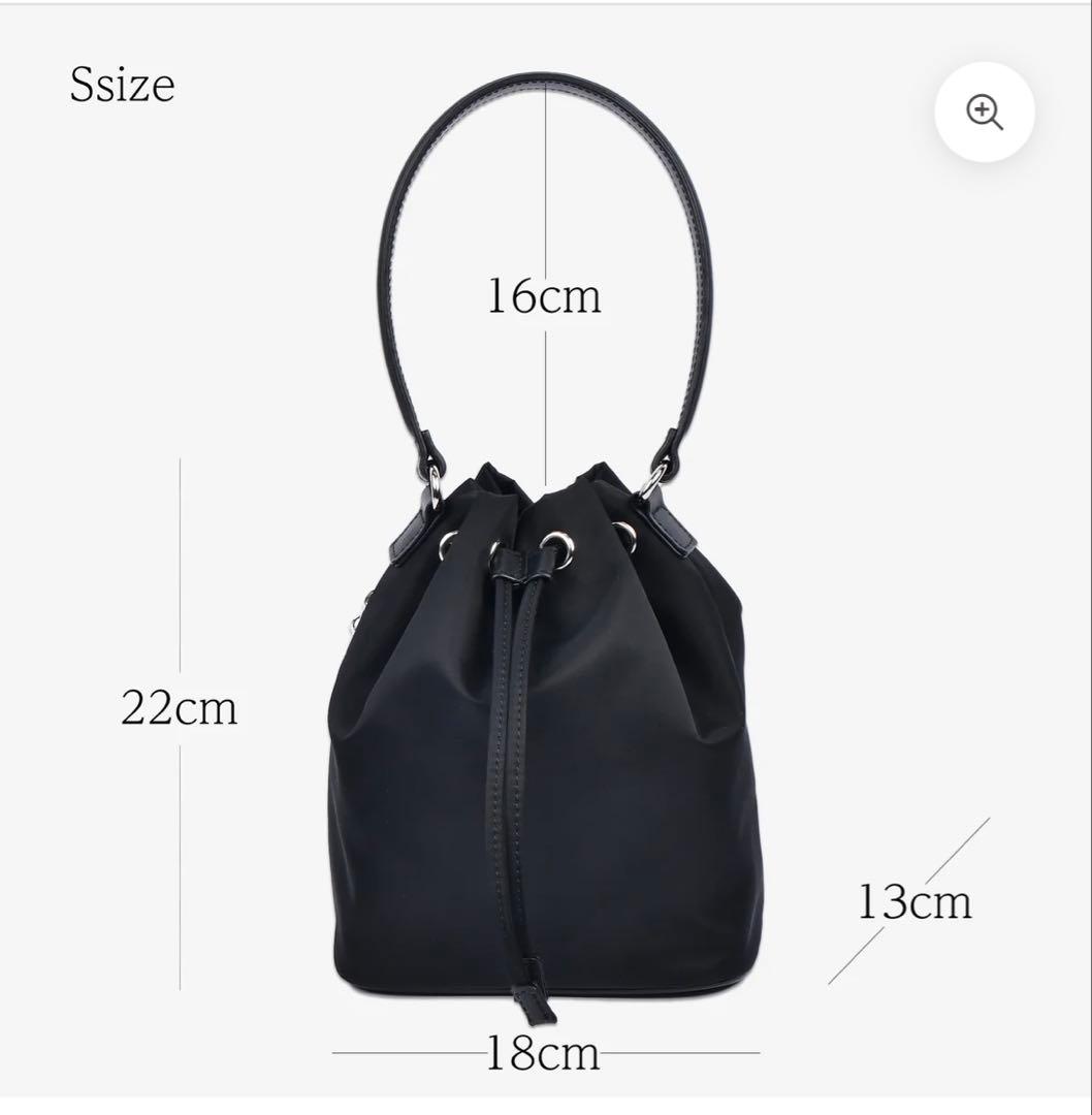 ブラック巾着型ハンドバッグ uniqute ユニキュート ナイロン 日本製