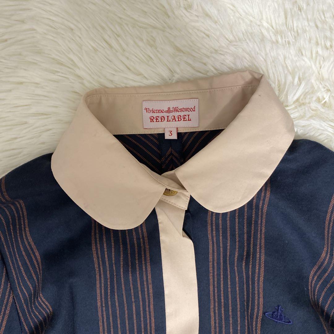 希少 ヴィヴィアンウエストウッド 丸襟シャツワンピース オーブ刺繍