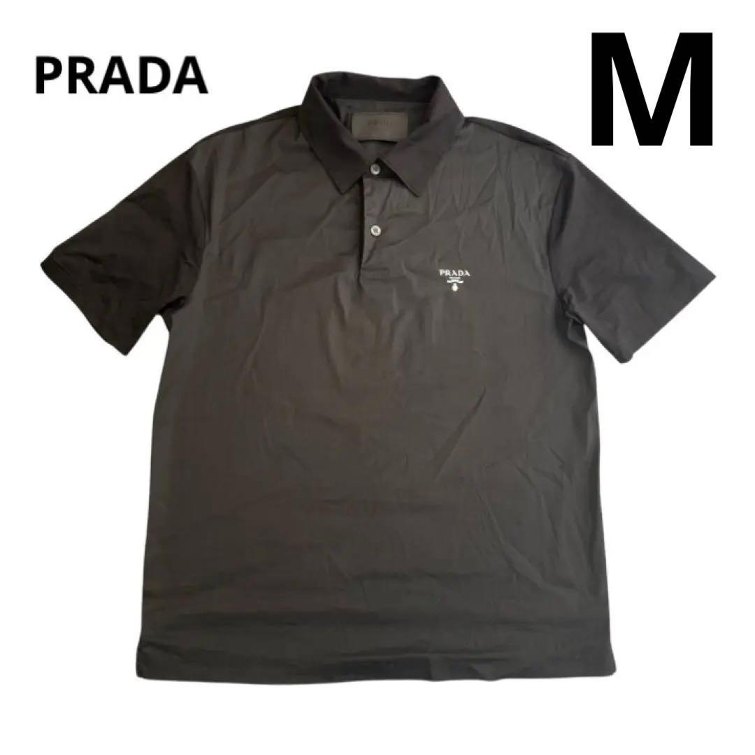 NFCタグ有】PRADA プラダ ロゴポロシャツ Mサイズ 黒 イタリア製