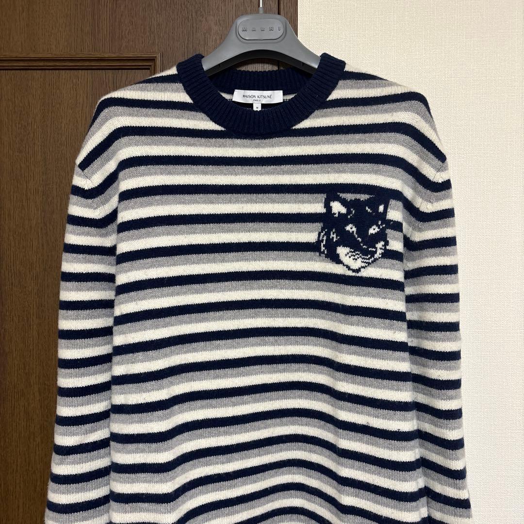 MAISON KITSUNÉ ストライプニットセーター 関税負担なし☆MAISON KITSUNE ドレスド フォックス ジャンパー