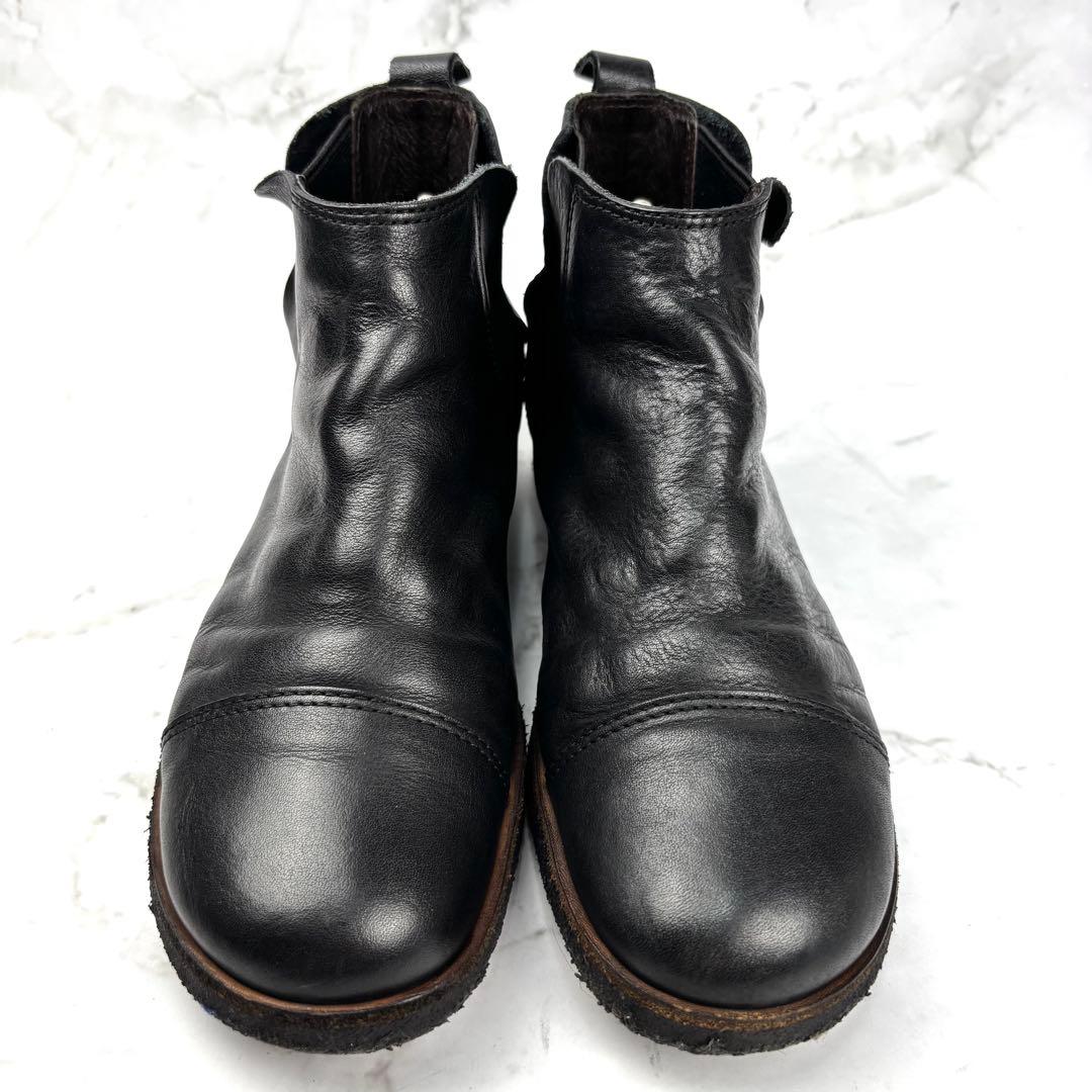 美品】SAYA サイドゴアブーツ 23.5 ブラック 本革 シボ加工 ショート