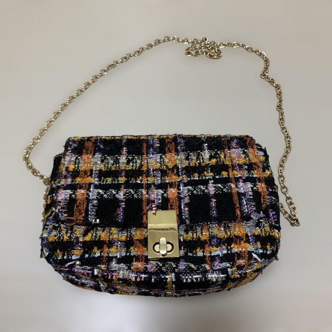 vis】ツイード チェック柄 チェーンショルダーバッグ - メルカリ