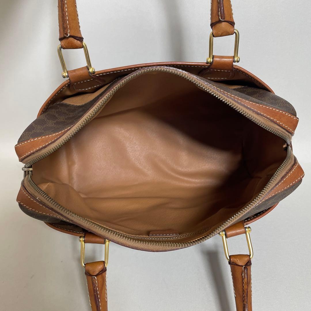 2602-77｜セリーヌ ハンドバッグ ブラウン マカダム柄 トリオンフ