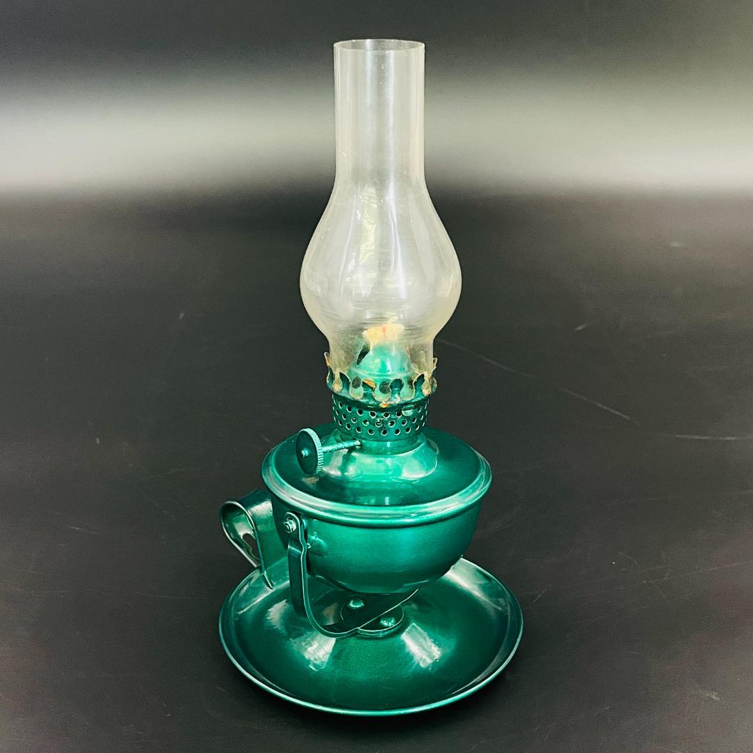 アンティーク オイルランプ 金属製 ガラスホヤ レトロ ビンテージ