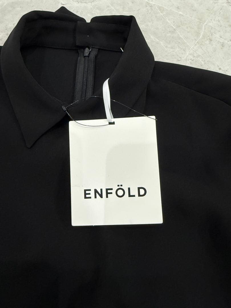 タグ付き未使用 ENFÖLD フリルカラー取り外し可ブラウス 黒 38