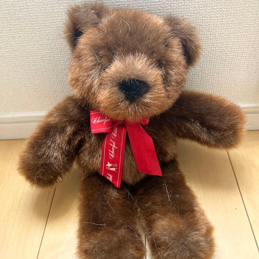 くま クマ 熊 ぬいぐるみ 赤 リボン 昭和 レトロ - メルカリ