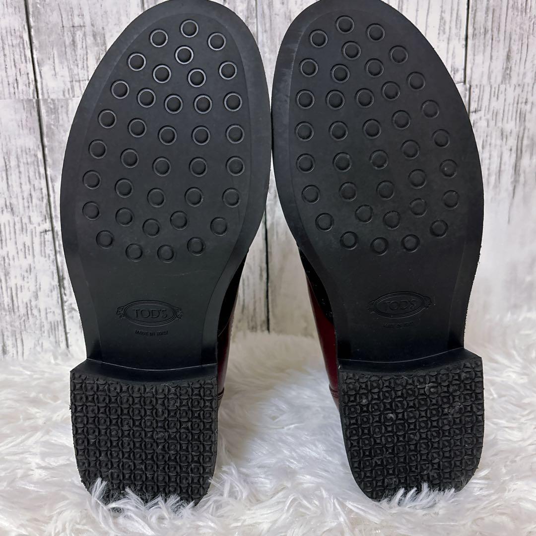 美品 トッズ サイドゴアブーツ チャンキーソール レザー 赤 厚底 23.5cm