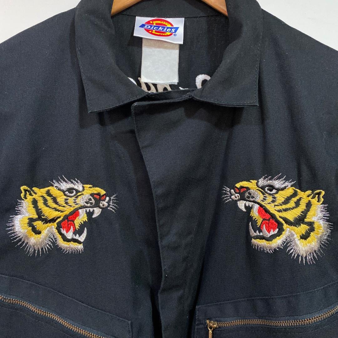 00s Dickies ディッキーズ 虎 スカジャン刺繍 オールインワン つなぎ