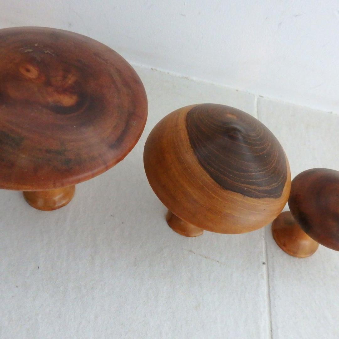 ヴィンテージ きのこ 木製 置物 3個セット 木彫り - メルカリ