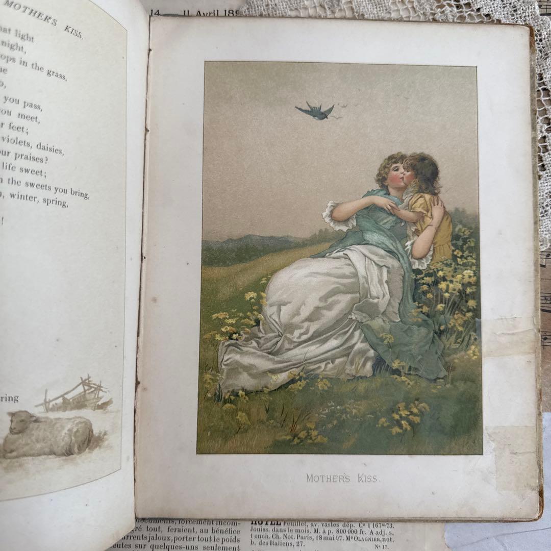 稀少1886年 美しいアンティーク絵本ヴィクトリアン洋書ジャンク