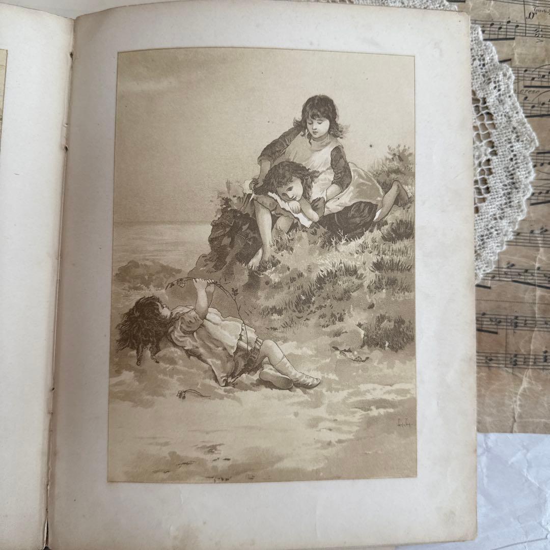 稀少1886年 美しいアンティーク絵本ヴィクトリアン洋書ジャンク