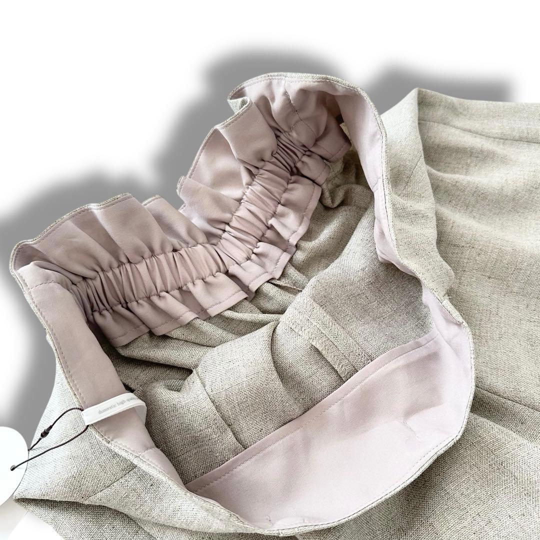 新品 ビアズリー 麻調合繊 前後パンツ 2way ガウチョ ベージュ