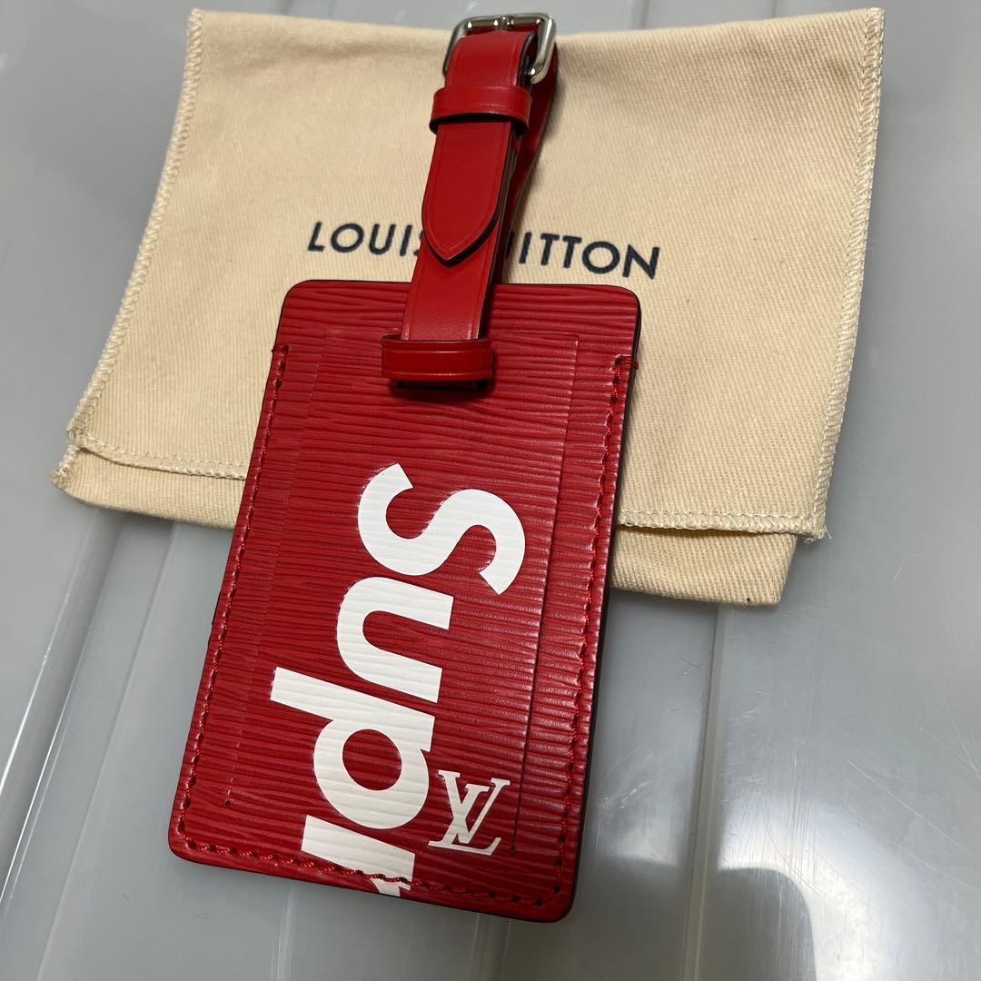 美品⭐︎ SUPREMEとLOUIS VUITTON レザー　ネームタグ　赤 805000936253000-3_9eeece04-