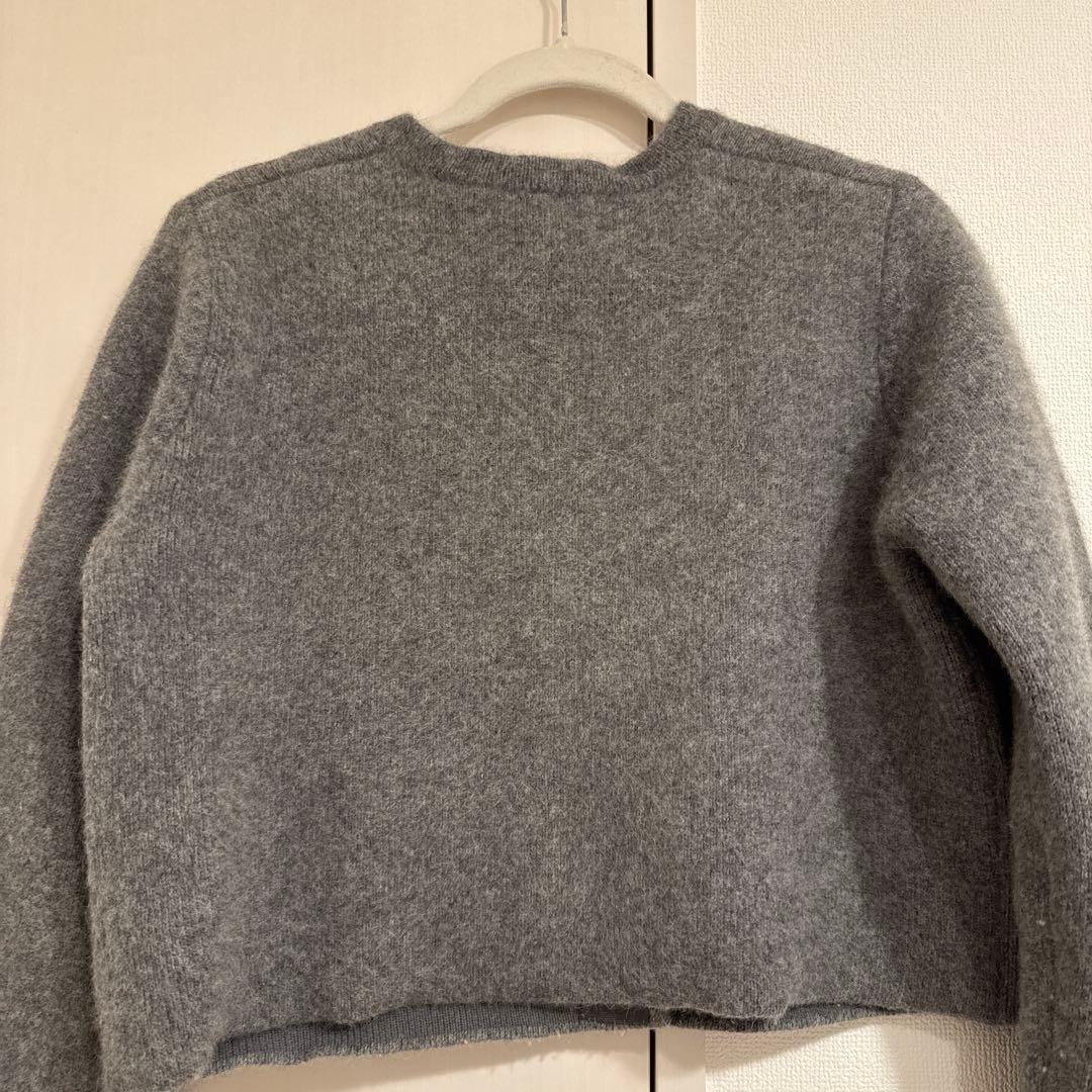 anuans ラクーンブレンドノーカラーニットジャケット グレー - メルカリ