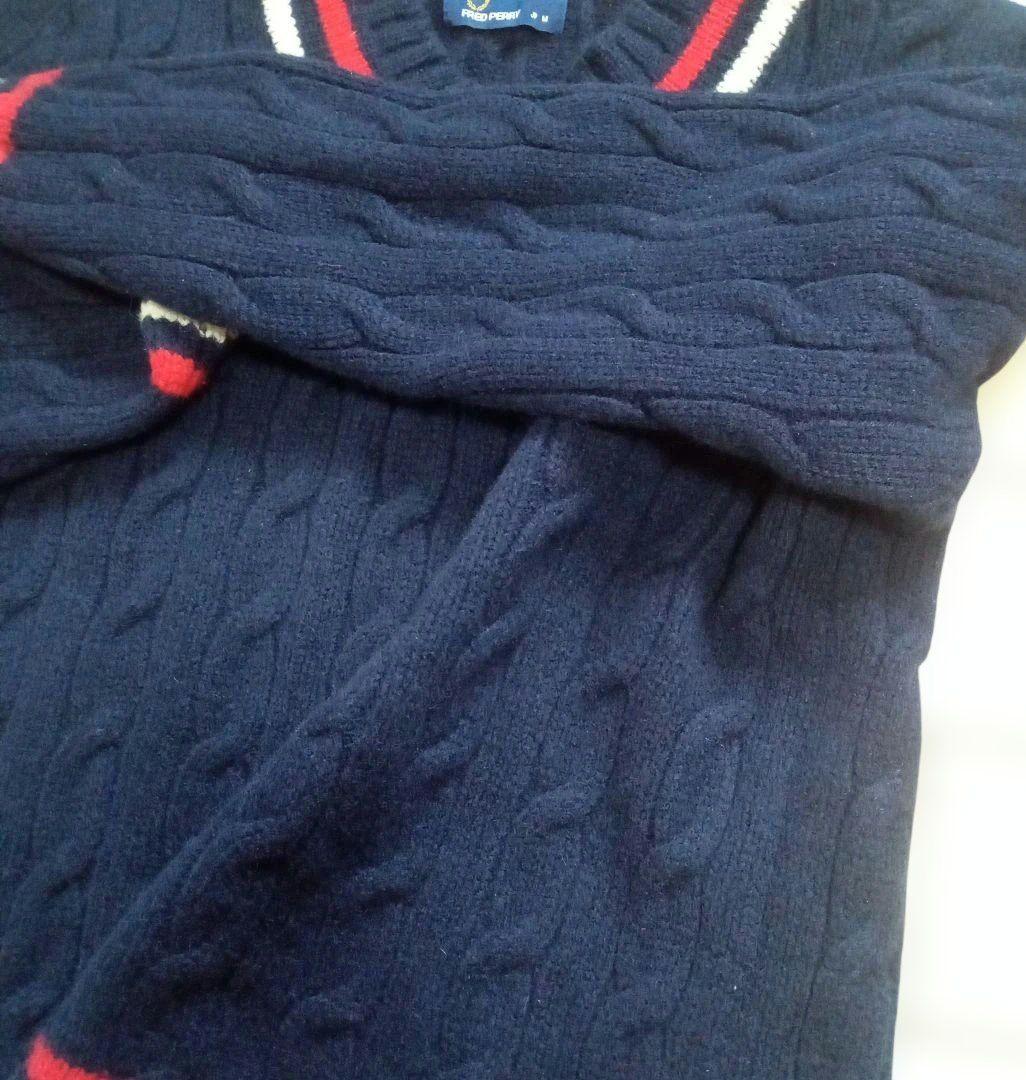 フレッドペリー ウール ケーブル チルデンニット M ネイビー - メルカリ