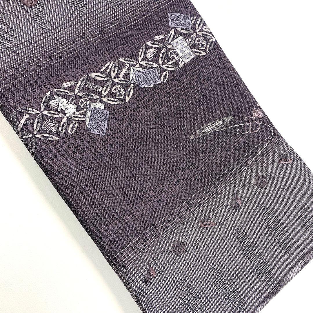 帯6593 ○やまと誂製 高級 正絹 片面全通リバーシブル 袋帯 楽器