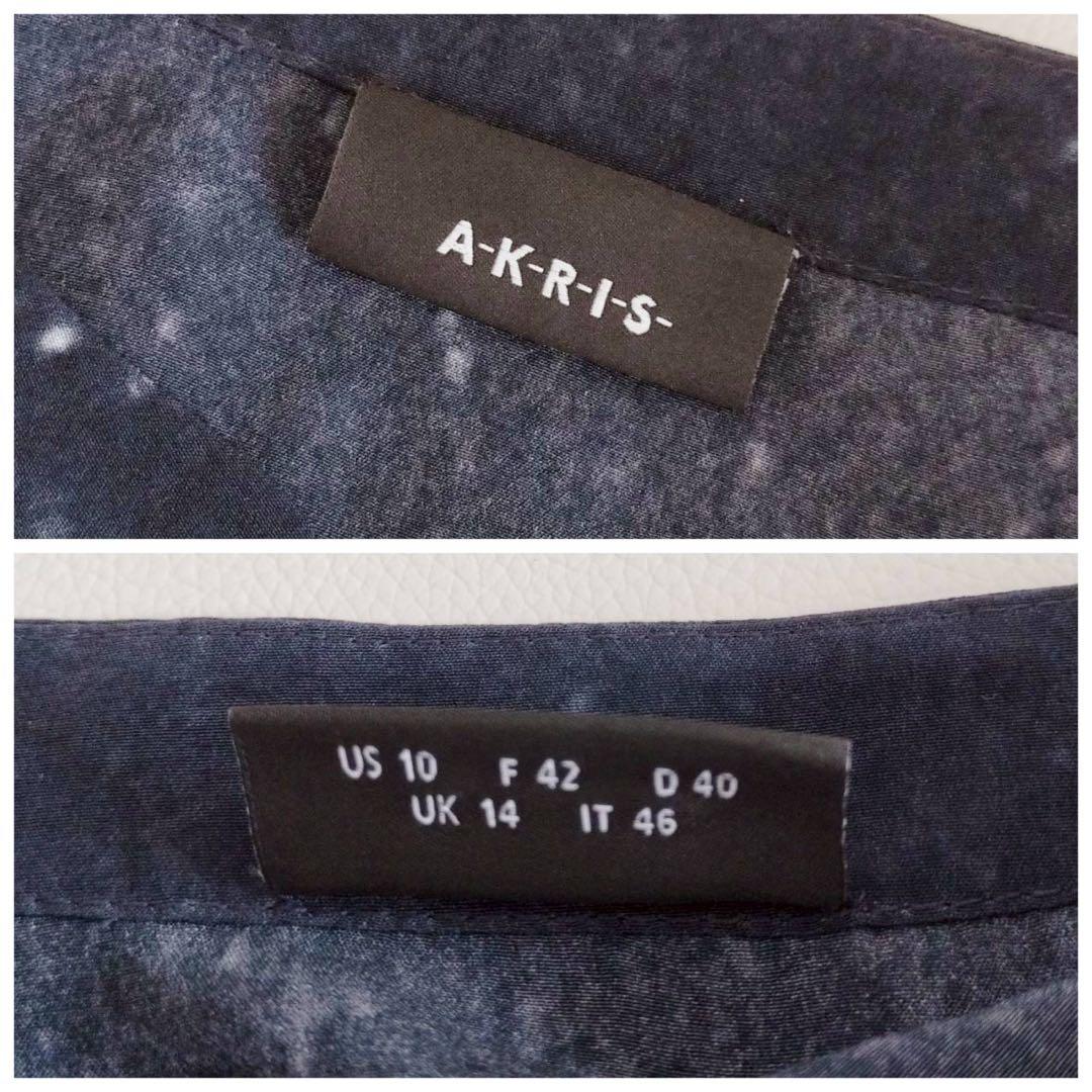 美品⭐️アクリス 長袖ブラウス ボウタイ オオカミ 星柄 シルク100% 13