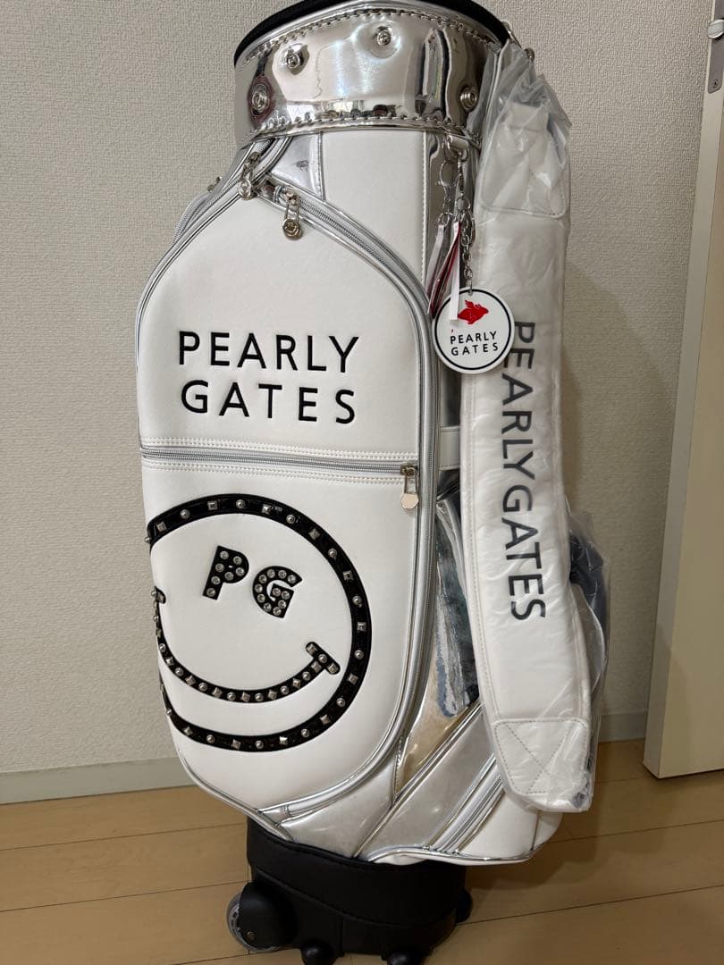 PEARLY GATES キャディバッグ ホワイト/シルバー 合成革 - メルカリ