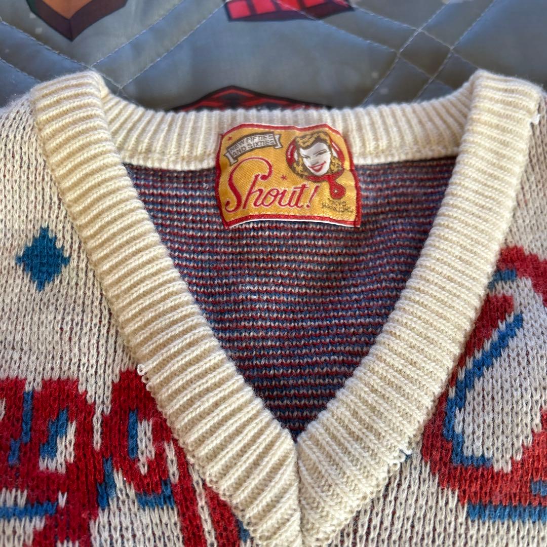 P*s様 80s レトロ Shout! 車デザイン ニットセーター 汚れ有り - メルカリ