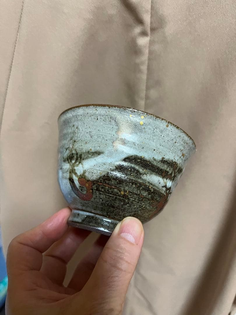 茶道具　ミニ抹茶碗　抹茶碗　陶印有　益子焼他4個セット茶　10〜10.5cm