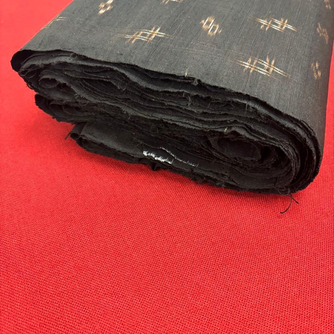 本場久米島紬 焦茶色 反物 国指定重要無形文化財