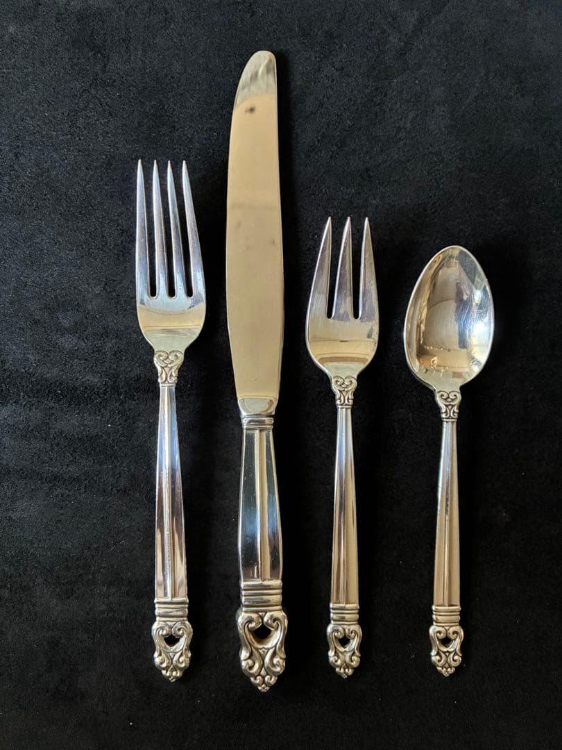 【ロイヤルデニッシュ】スターリングシルバー　カトラリー4本セット スターリングシルバー-カトラリーセット - 英国アンティークス