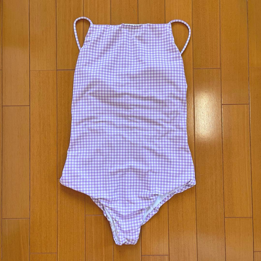 Lepidos ギンガムチェックバックオープンワンピース水着 Mサイズ
