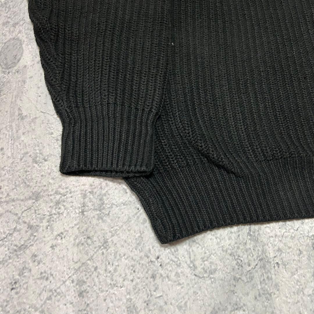 80s USA製 L.L.Bean コットン ニット 黒　畦編み　ヴィンテージ