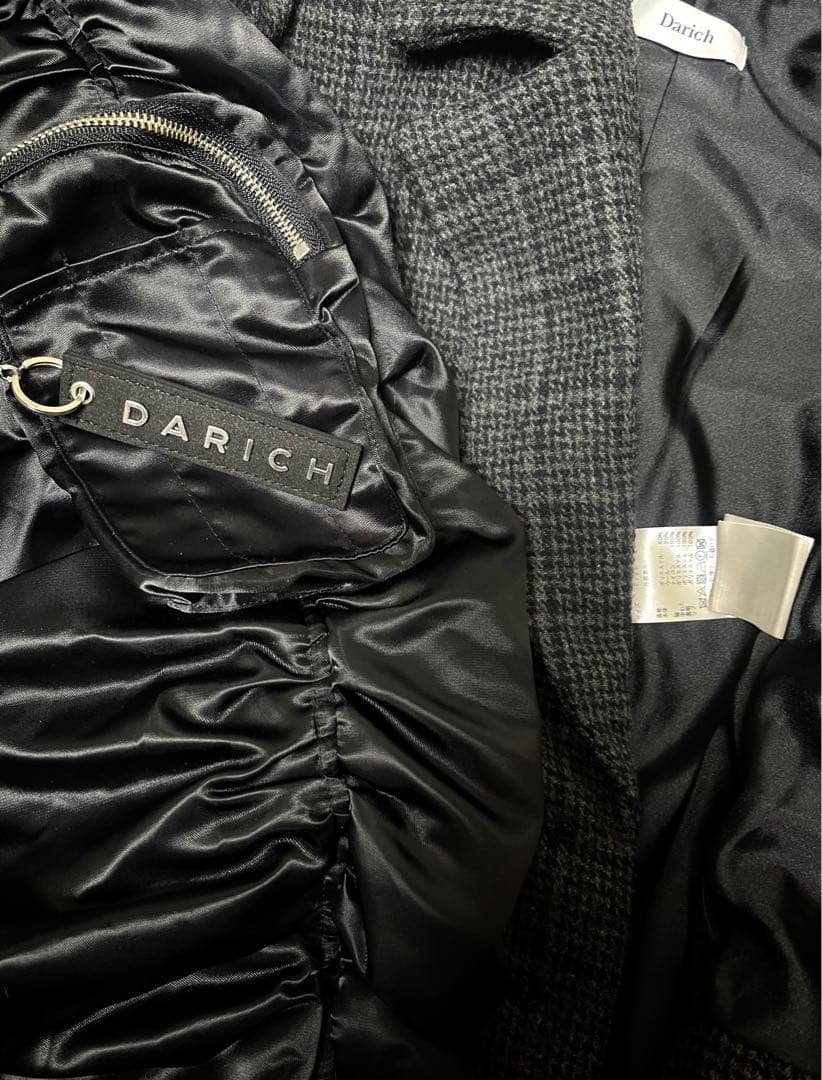 Darich 異素材リメイクデザインオーバーサイズma-1チェックコートの