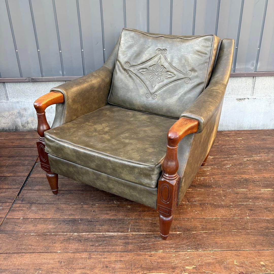 ① 昭和レトロ ヴィンテージ マルニ木工 一人掛けソファ アームチェア ラウンジ オールドマルニ ソファ 1人掛け アームレス ラウンジソファ