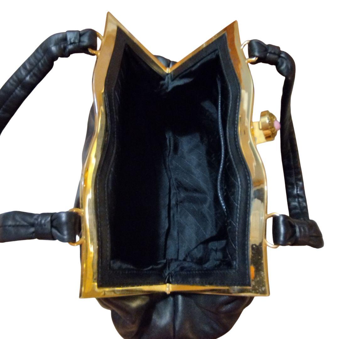 濱野皮革工藝 サンピエトロ 皇室御用達 がま口 ハンドバッグ 貴石