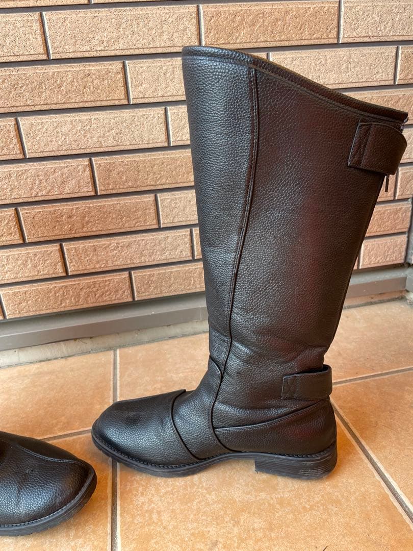 27.5cm 特攻ブーツ！火花でます！分厚い金具付き！レザー長靴 ブラック