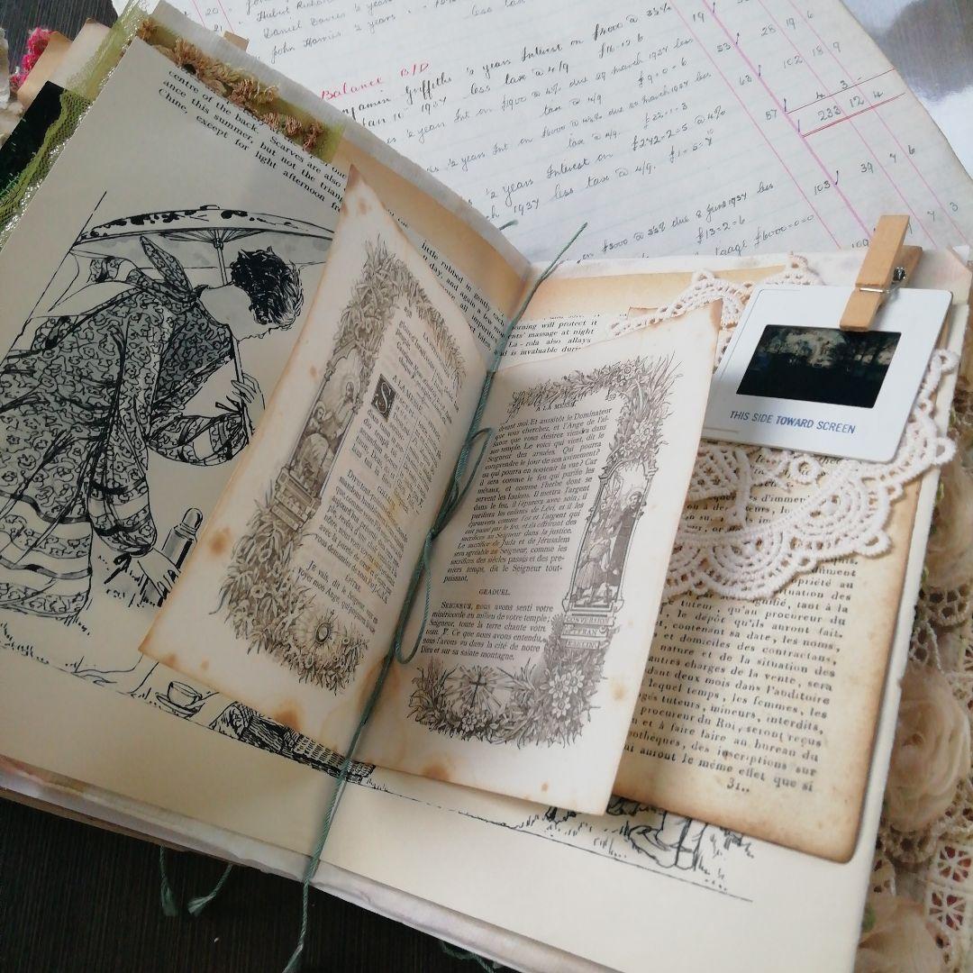 分厚ーーいジャンクジャーナル♡雑記帳 ヴィンテージ 植物 ブロカント