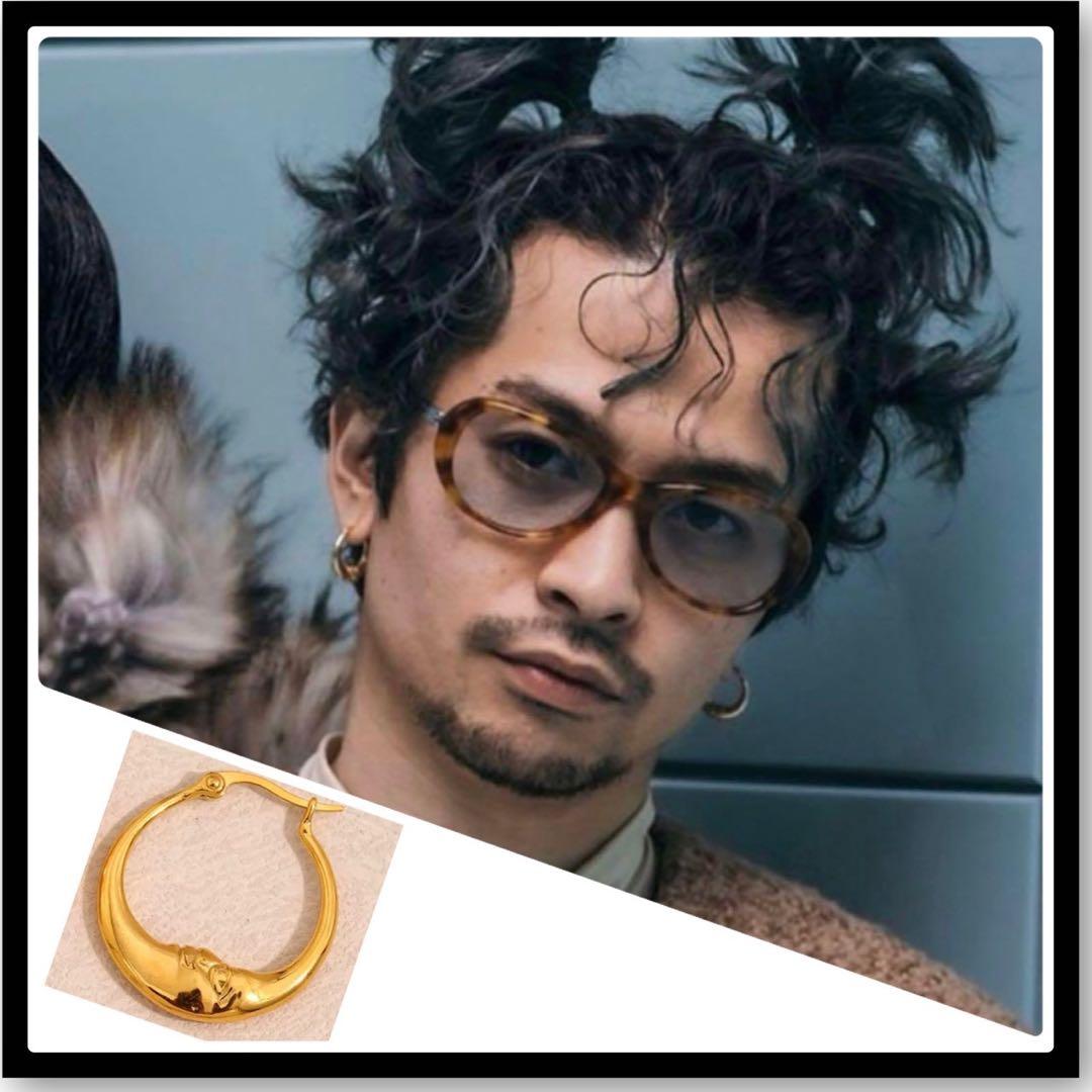 常田大希 ピアス ムーンピアス フープ ゴールド ステンレス 人気