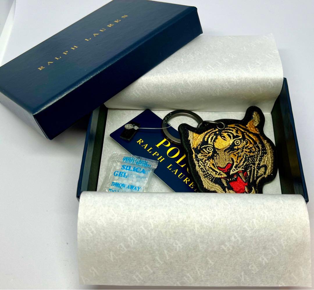 日本未入荷】ポロラルフローレン 虎柄刺繍 2WAY牛革 キーホルダー