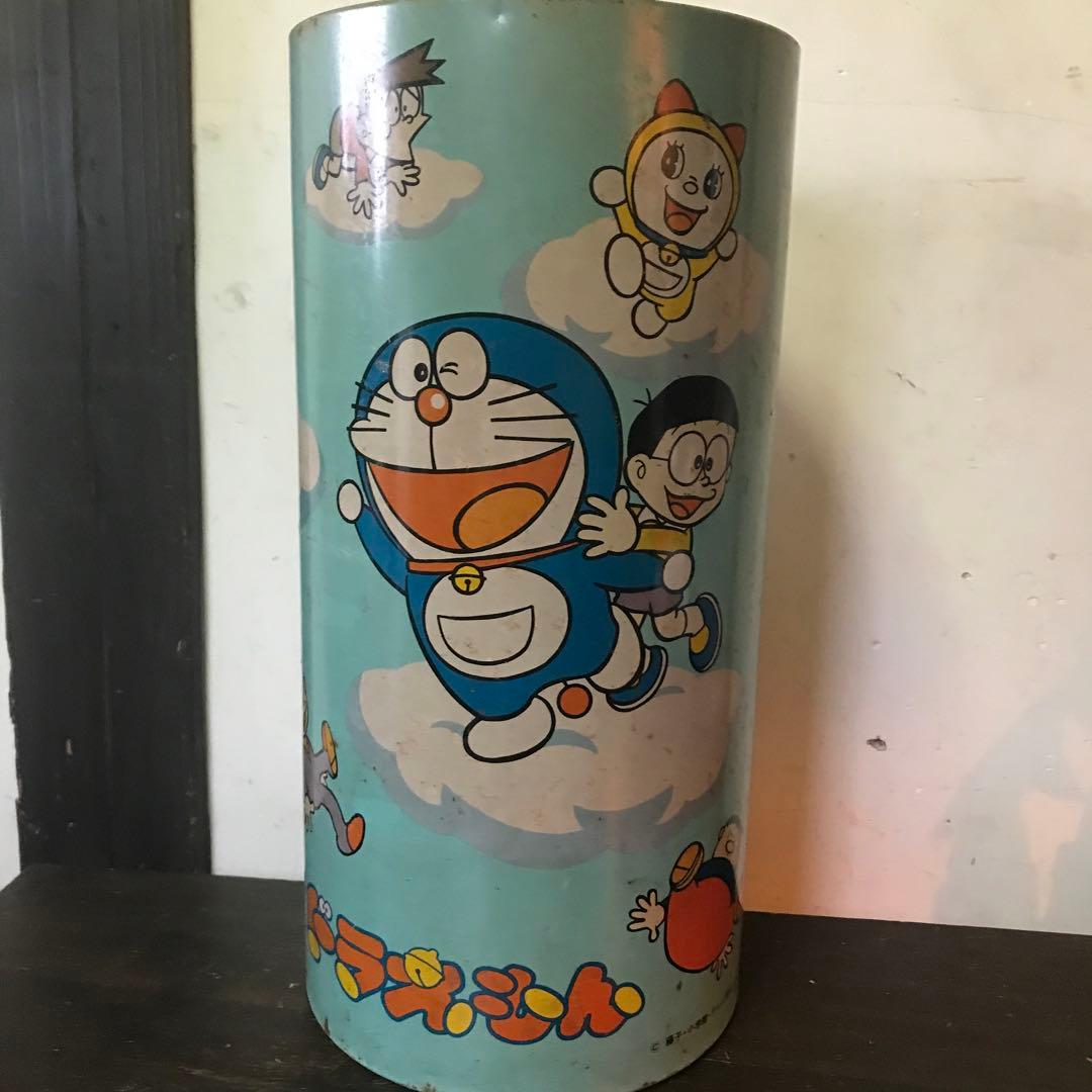 希少 昭和レトロ ドラえもん スチール ごみ箱 ダストボックス 藤子