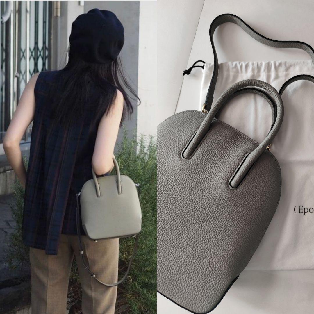 epoi リツ シュランケンカーフレザーバッグ グレー/ボナベンチュラ