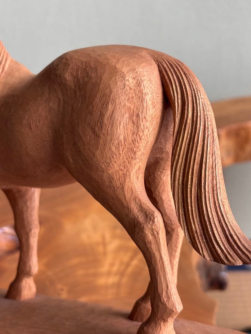 馬」高野五聖 干支置物 木彫 細密彫刻 共箱