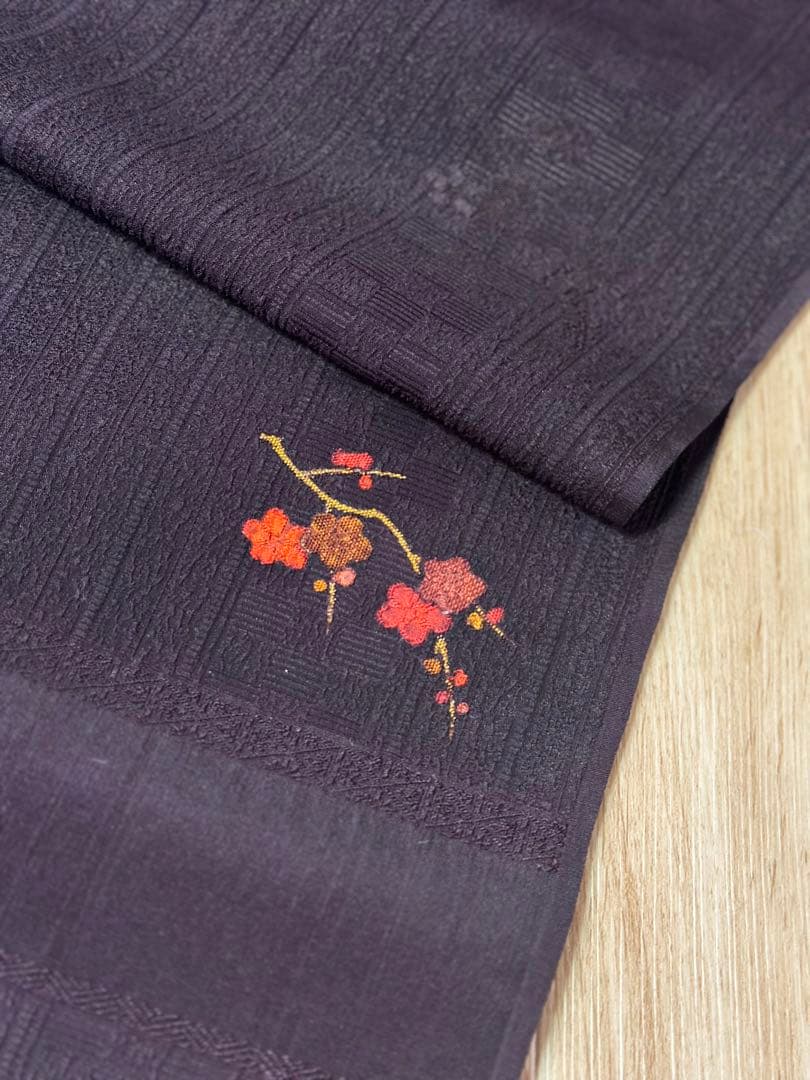 丹後ちりめん 京染 濃紫色 着物反物 羽尺 未仕立て 幅約36.5cm